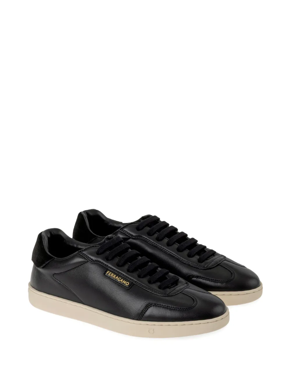 Ferragamo suede-panel leather sneakers - Zwart