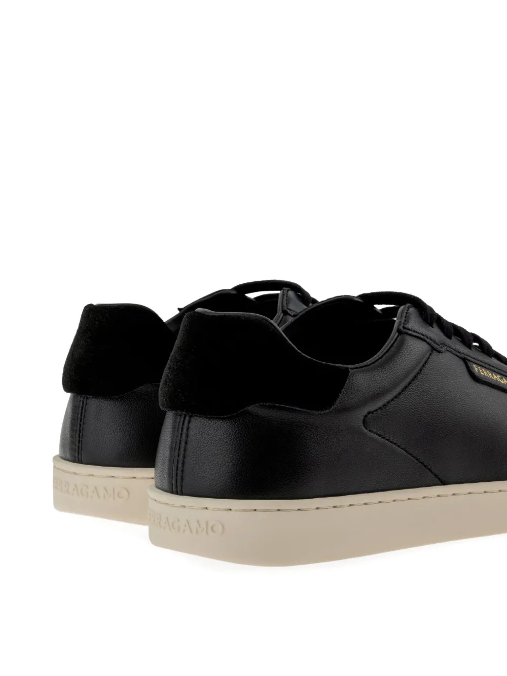 Ferragamo Suede-panel Leather Sneakers In Black