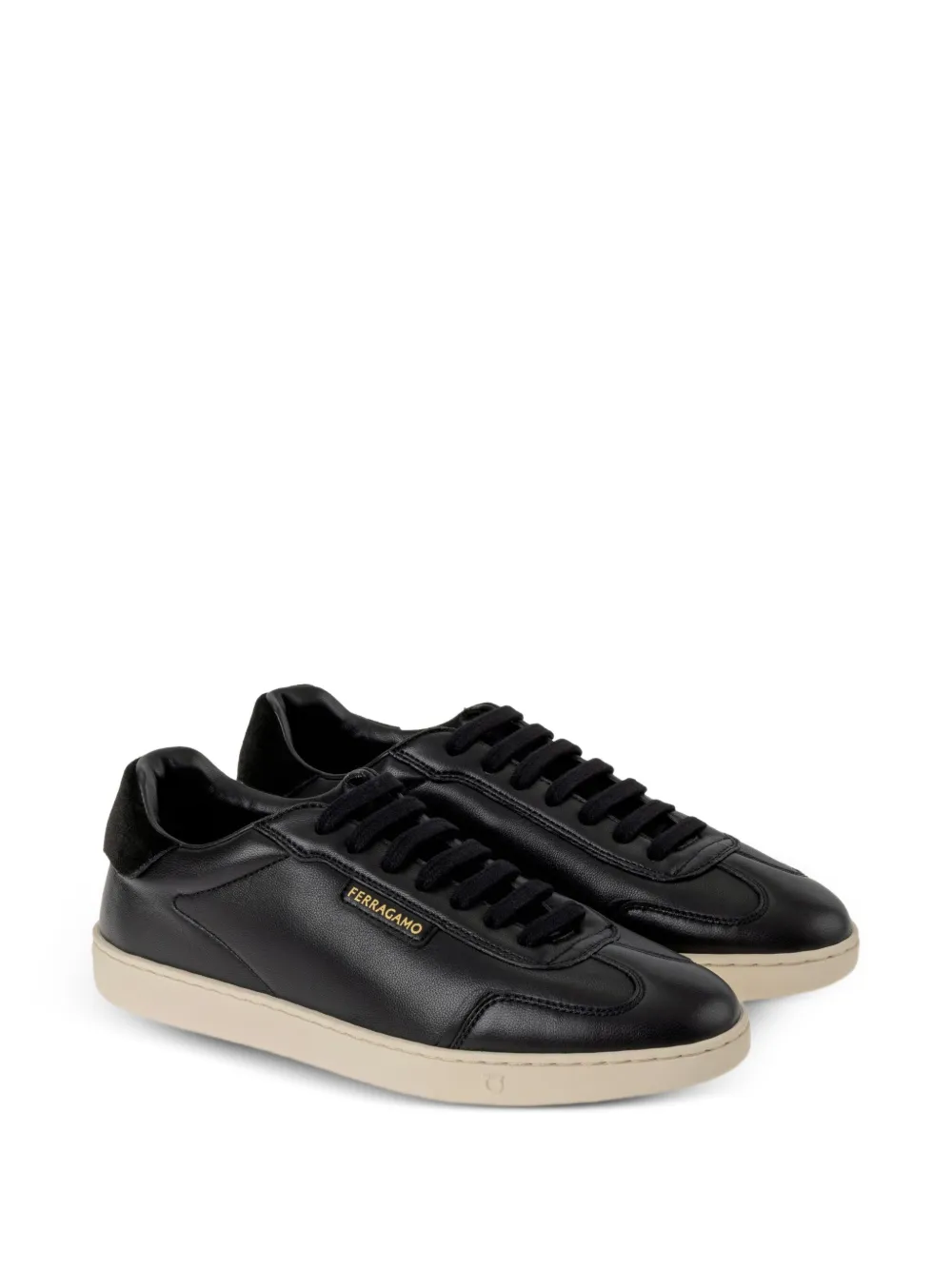 Ferragamo suede-panel leather sneakers Black