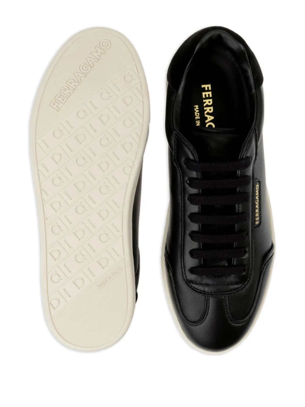 Ferragamo suede-panel leather sneakers Black