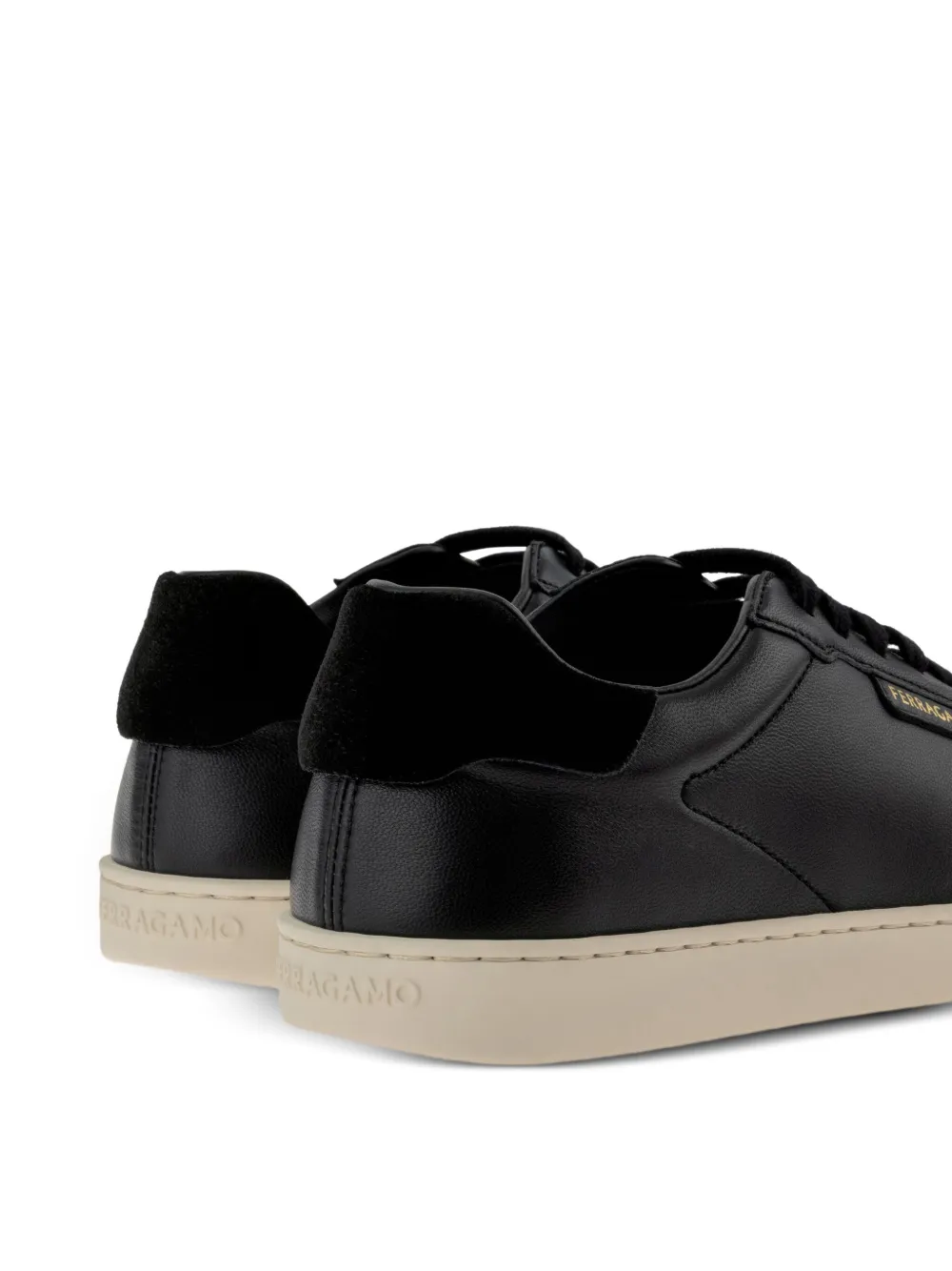 Ferragamo suede-panel leather sneakers Black