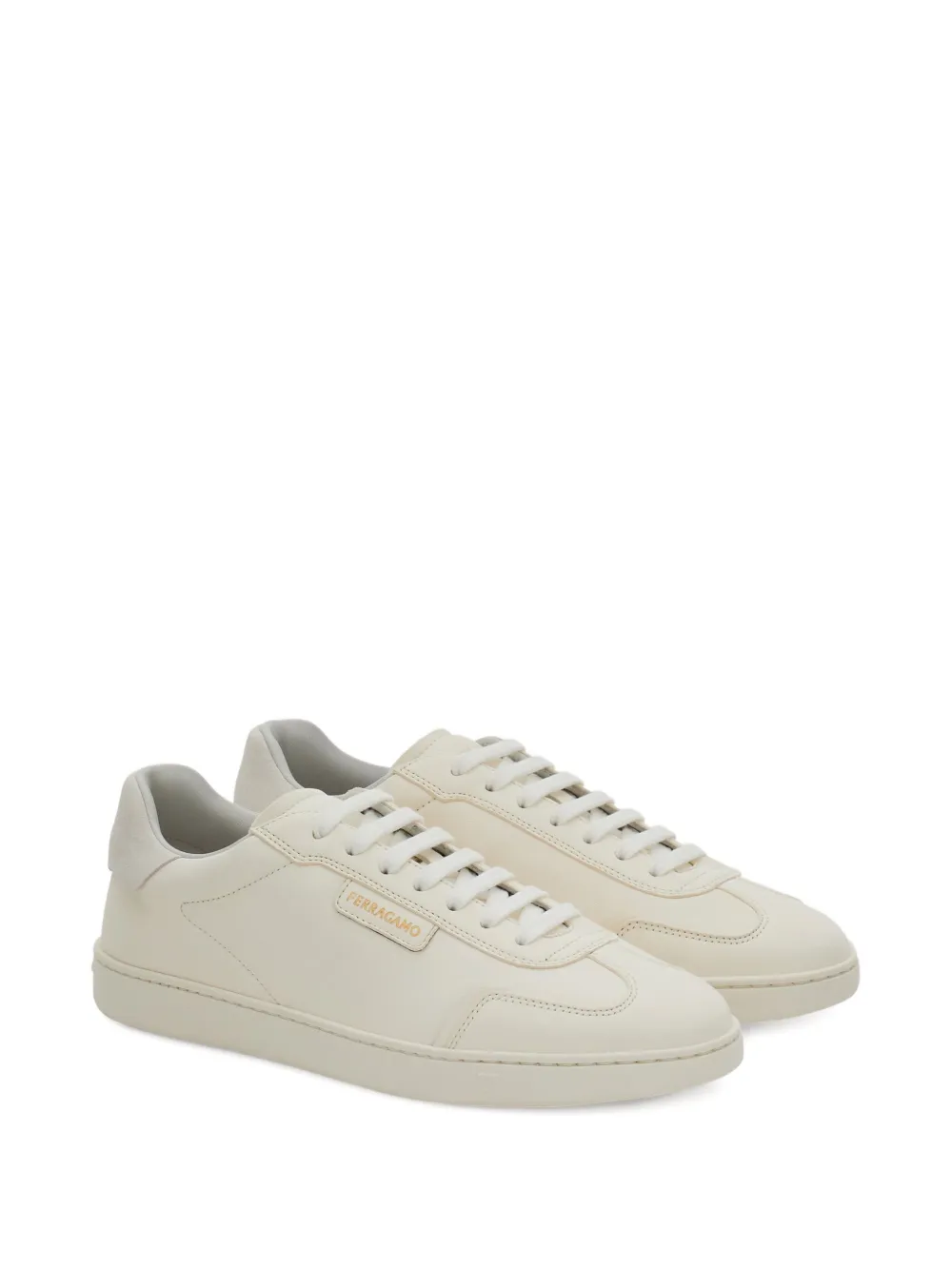Ferragamo suede-panelled leather sneakers White