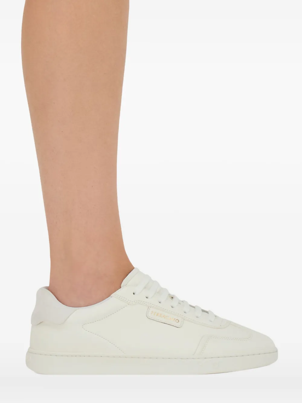 Ferragamo suede-panelled leather sneakers White