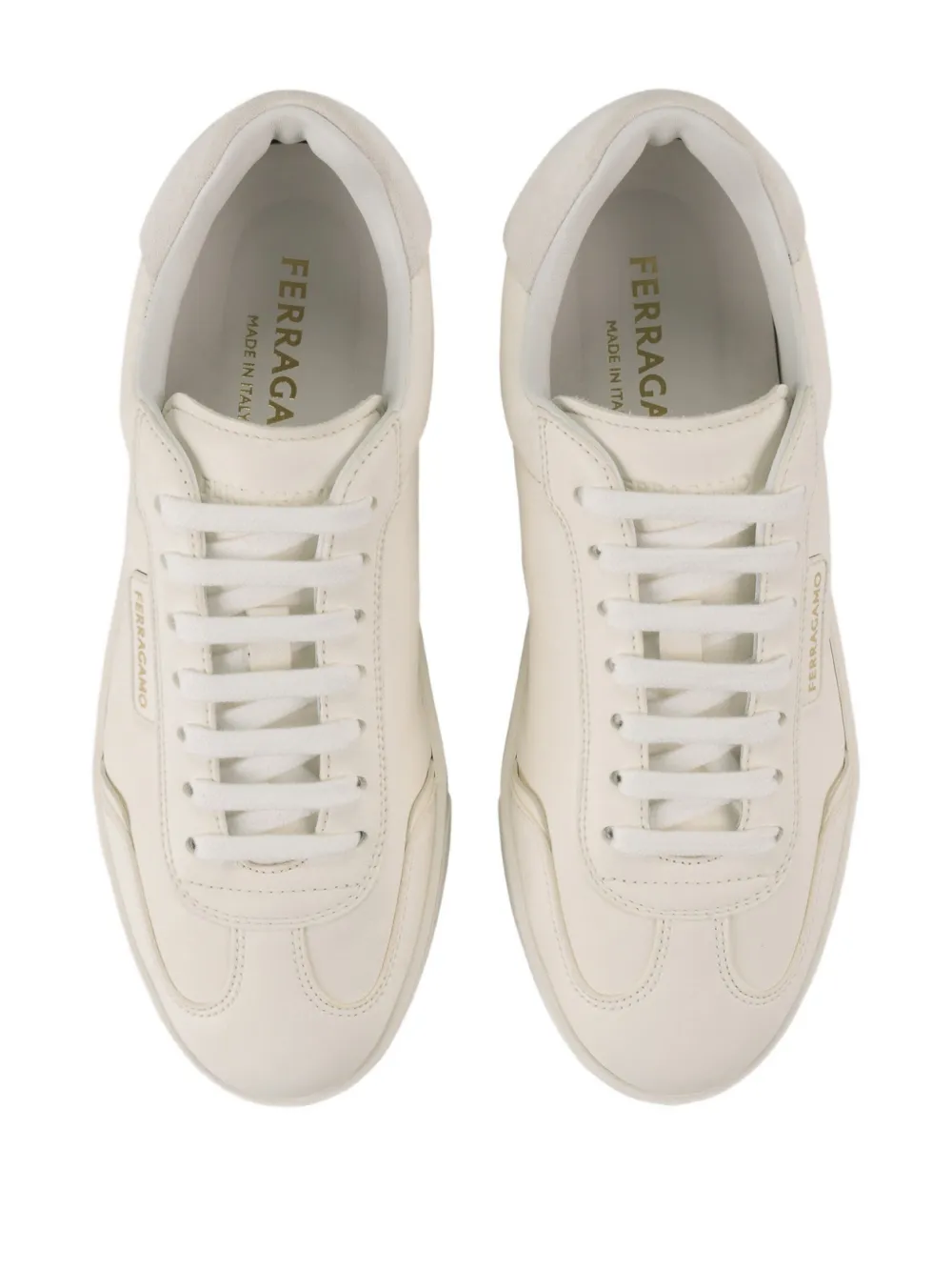 Ferragamo suede-panelled leather sneakers White