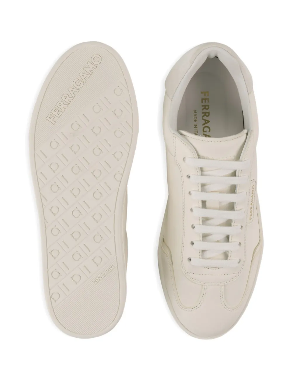 Ferragamo suede-panelled leather sneakers White