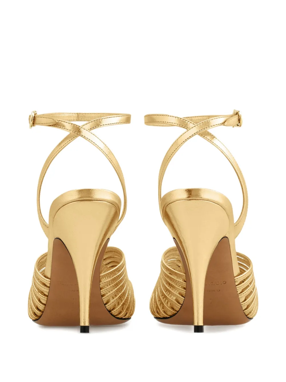 Ferragamo 95mm Gancini logo-embellished sandals Gold