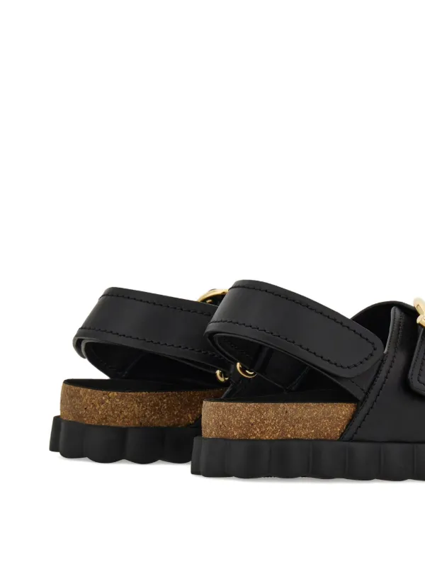 Ferragamo Buckled Leather Sandals | Black | FARFETCH