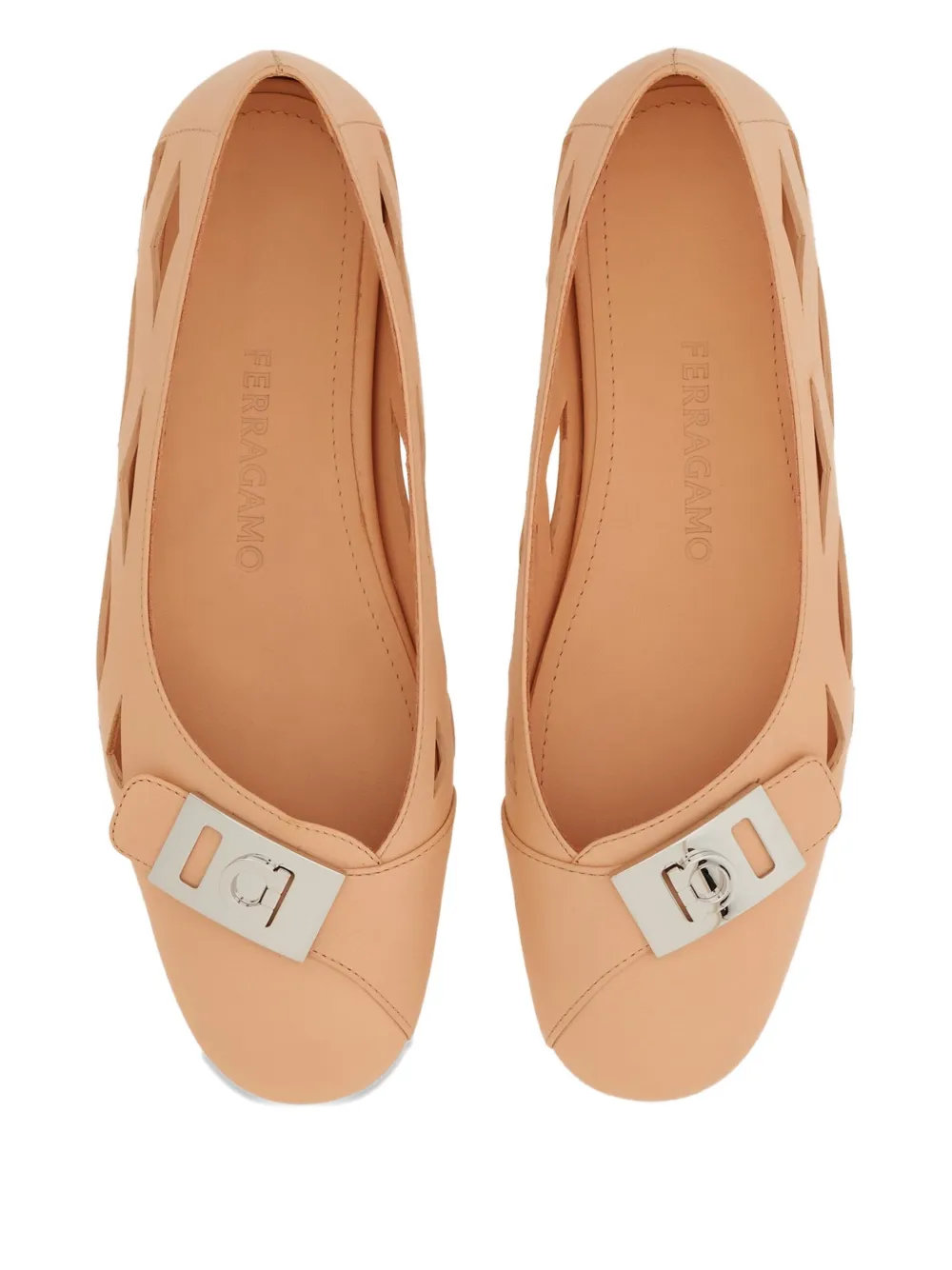 Ferragamo leather ballerina shoes Pink