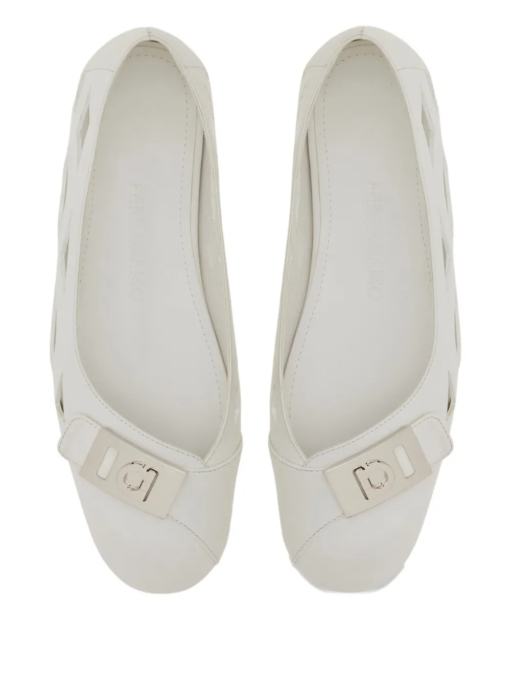 Ferragamo leather ballerina shoes White