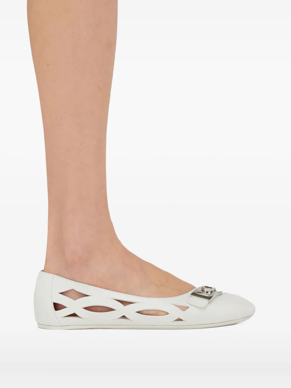 Ferragamo leather ballerina shoes White