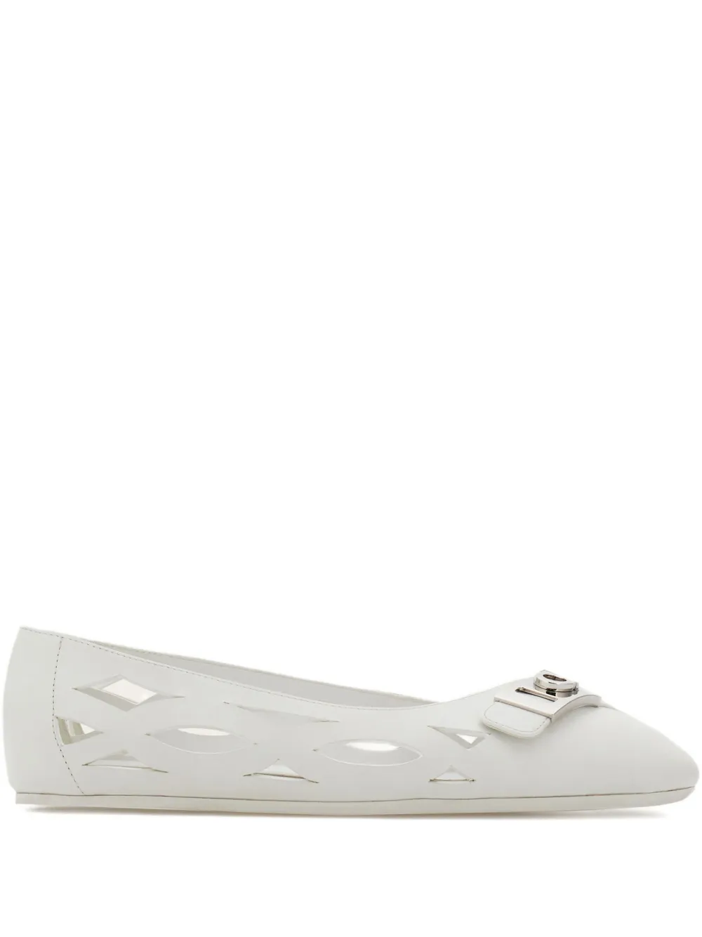 Ferragamo leather ballerina shoes White