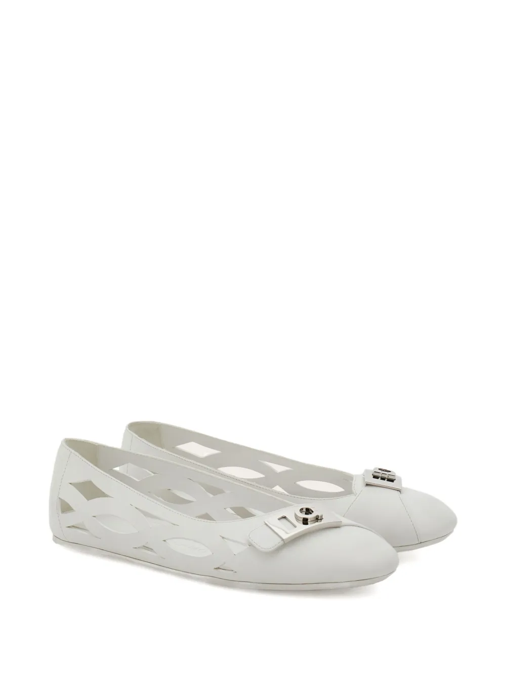 Ferragamo leather ballerina shoes White