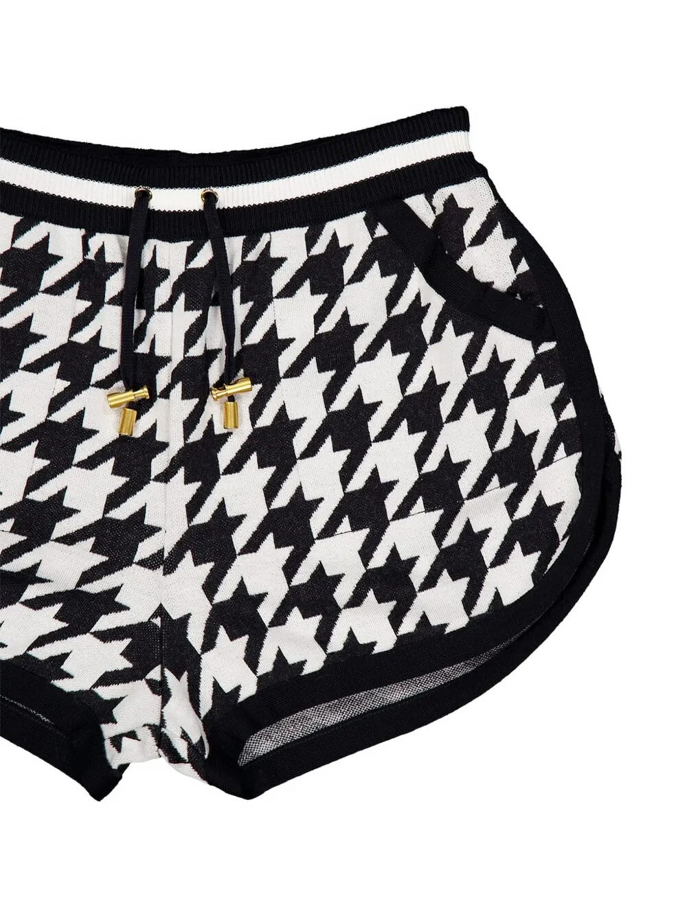 Balmain Gebreide shorts met pied-de-poule print Zwart