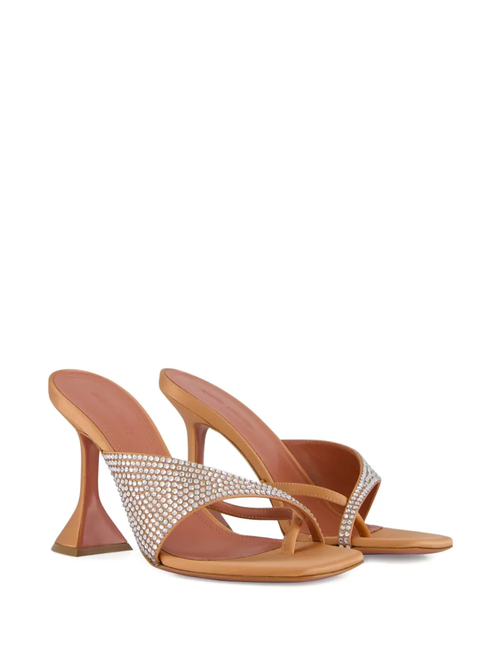Amina Muaddi 95mm crystal-embellished satin pumps Neutrals