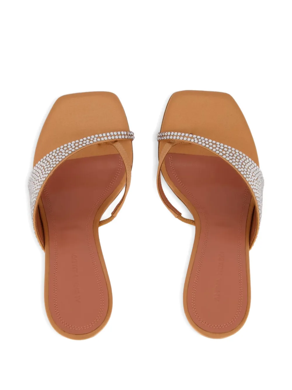 Amina Muaddi 95mm crystal-embellished satin pumps Neutrals