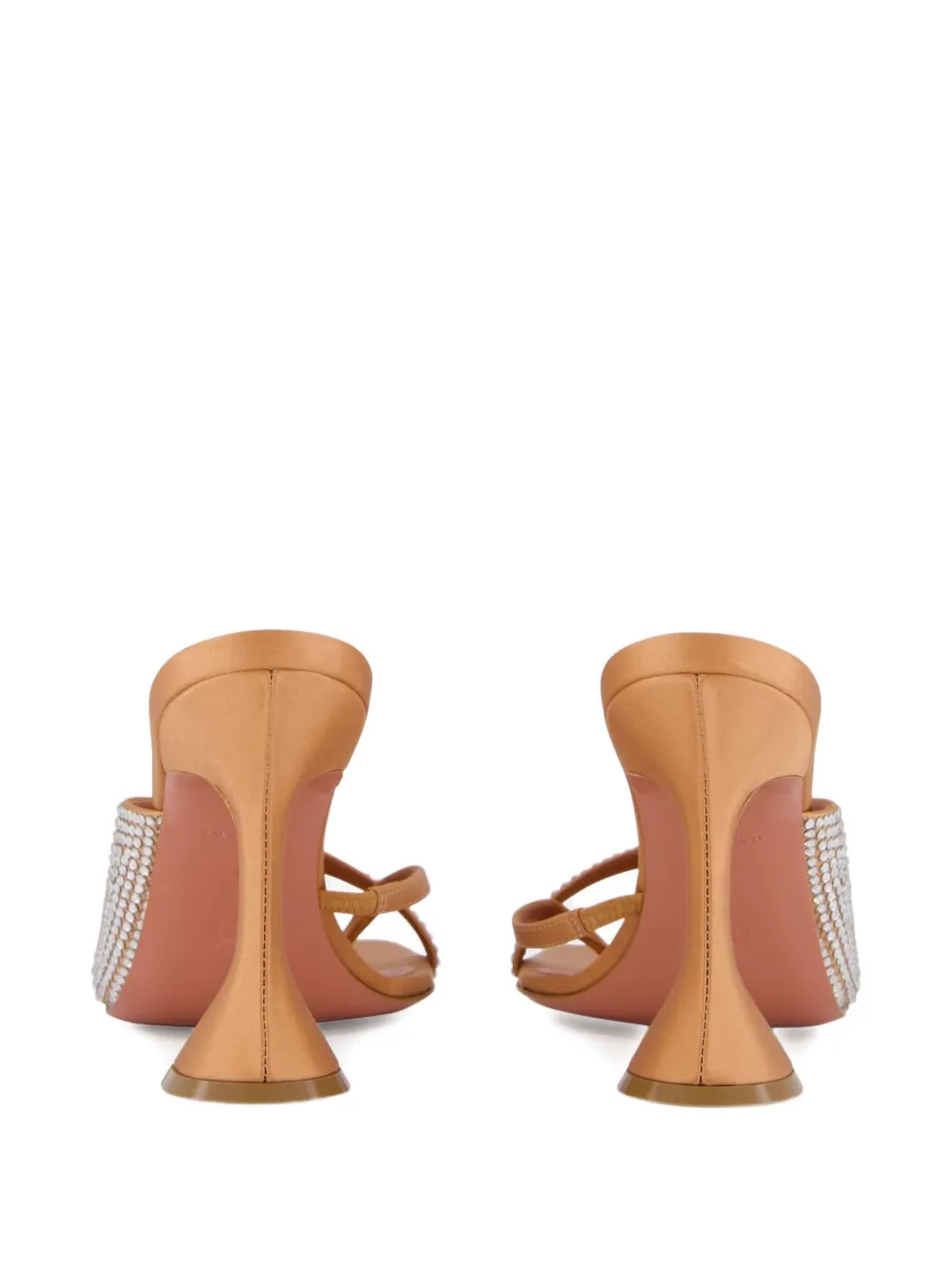 Amina Muaddi 95mm crystal-embellished satin pumps Neutrals