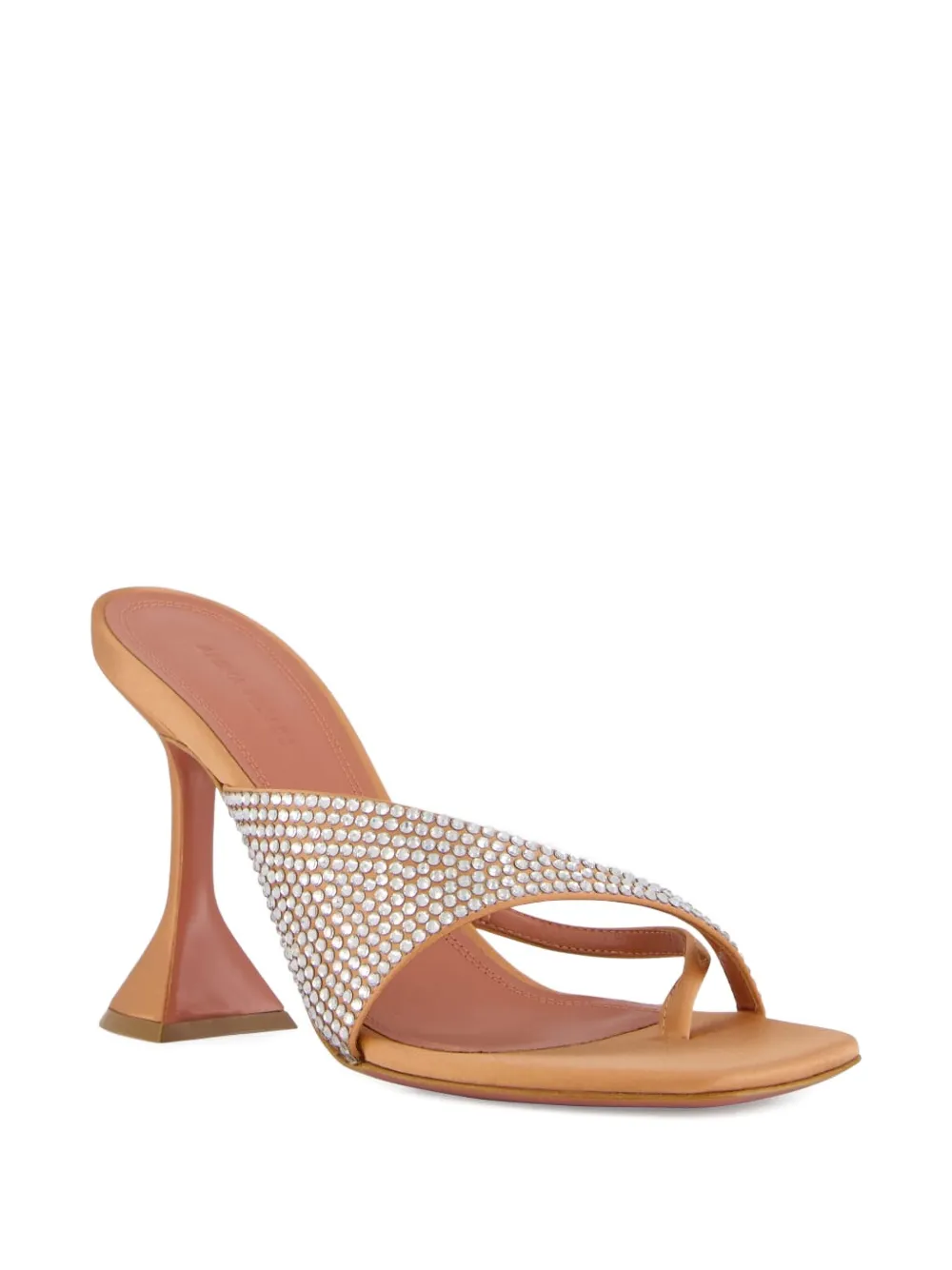 Amina Muaddi 95mm crystal-embellished satin pumps Neutrals