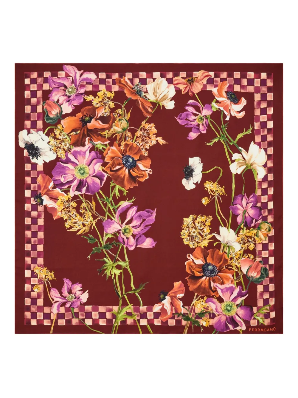 Ferragamo Zijden sjaal met Fiori-print Rood