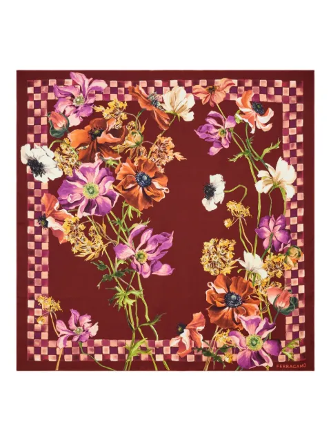 Ferragamo Fiori sidensjal med tryck