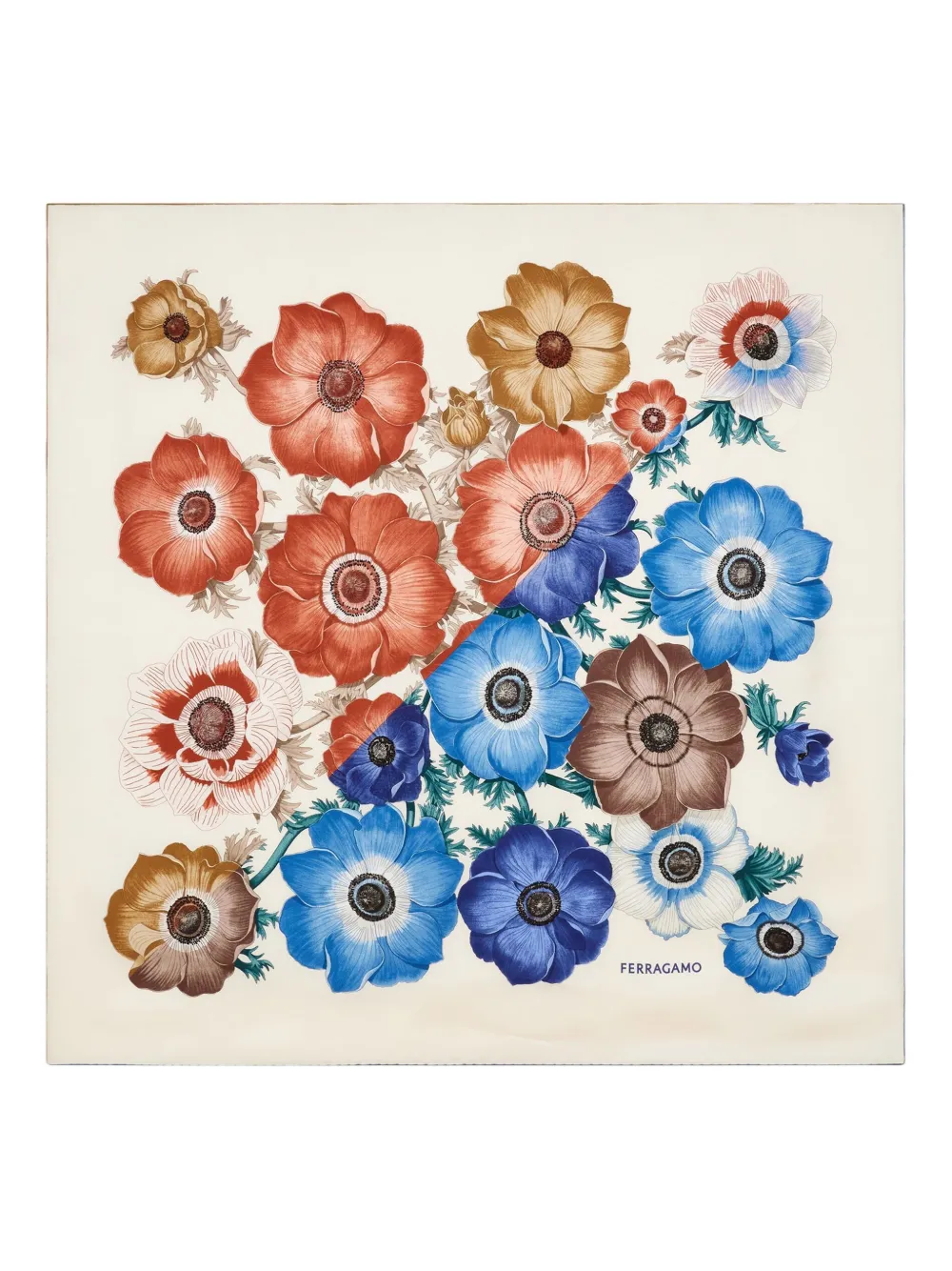 Ferragamo Zijden sjaal met print Blauw