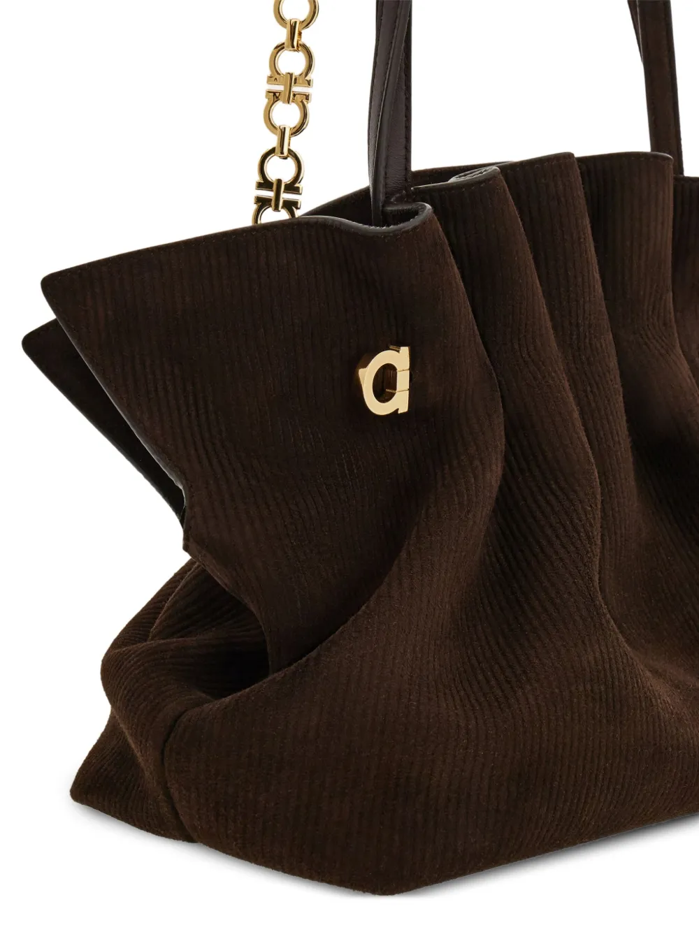 Ferragamo Medium Gancio-embellished Gathered Tote Bag In Brown