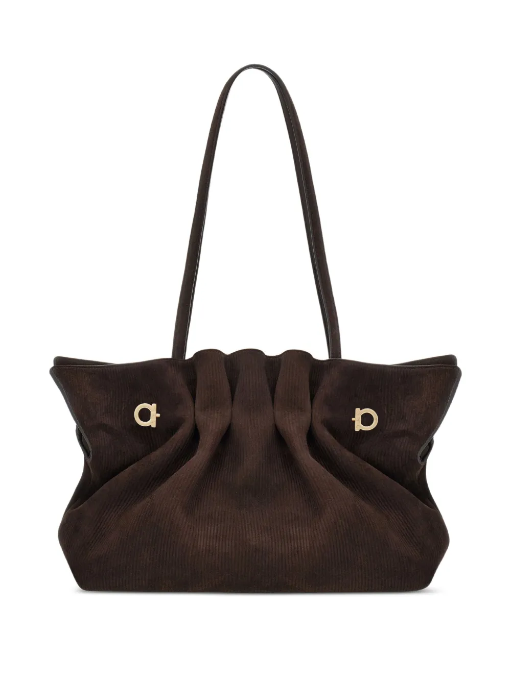 Ferragamo Medium Gancio-embellished Gathered Tote Bag In Brown