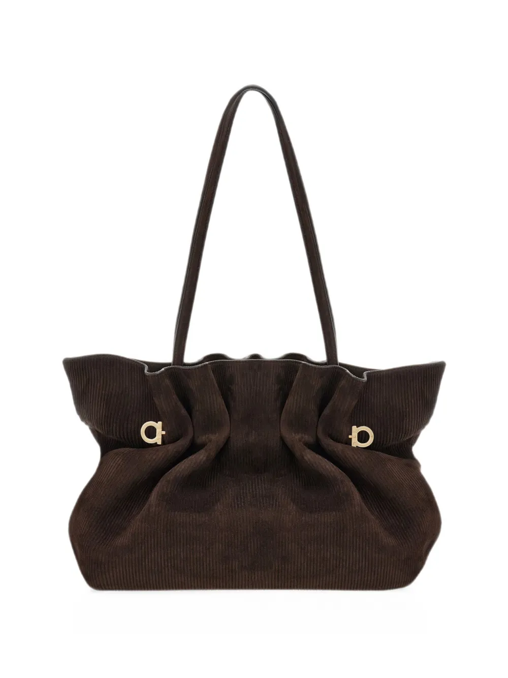 Ferragamo medium gancio-embellished gathered tote bag - Brown