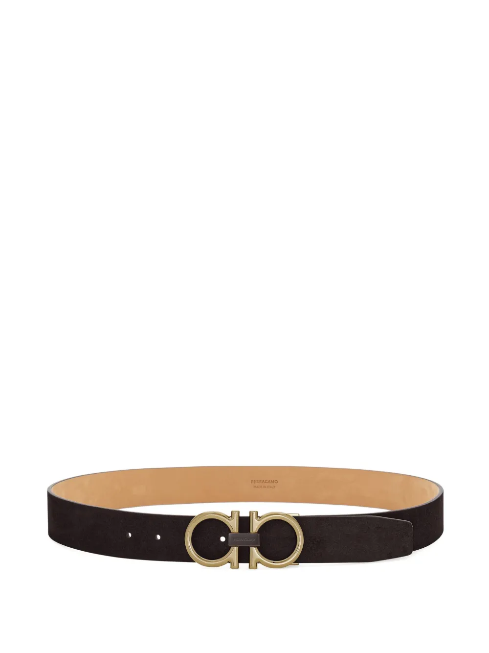 Ferragamo Gancini-buckle Calfskin Belt In Brown
