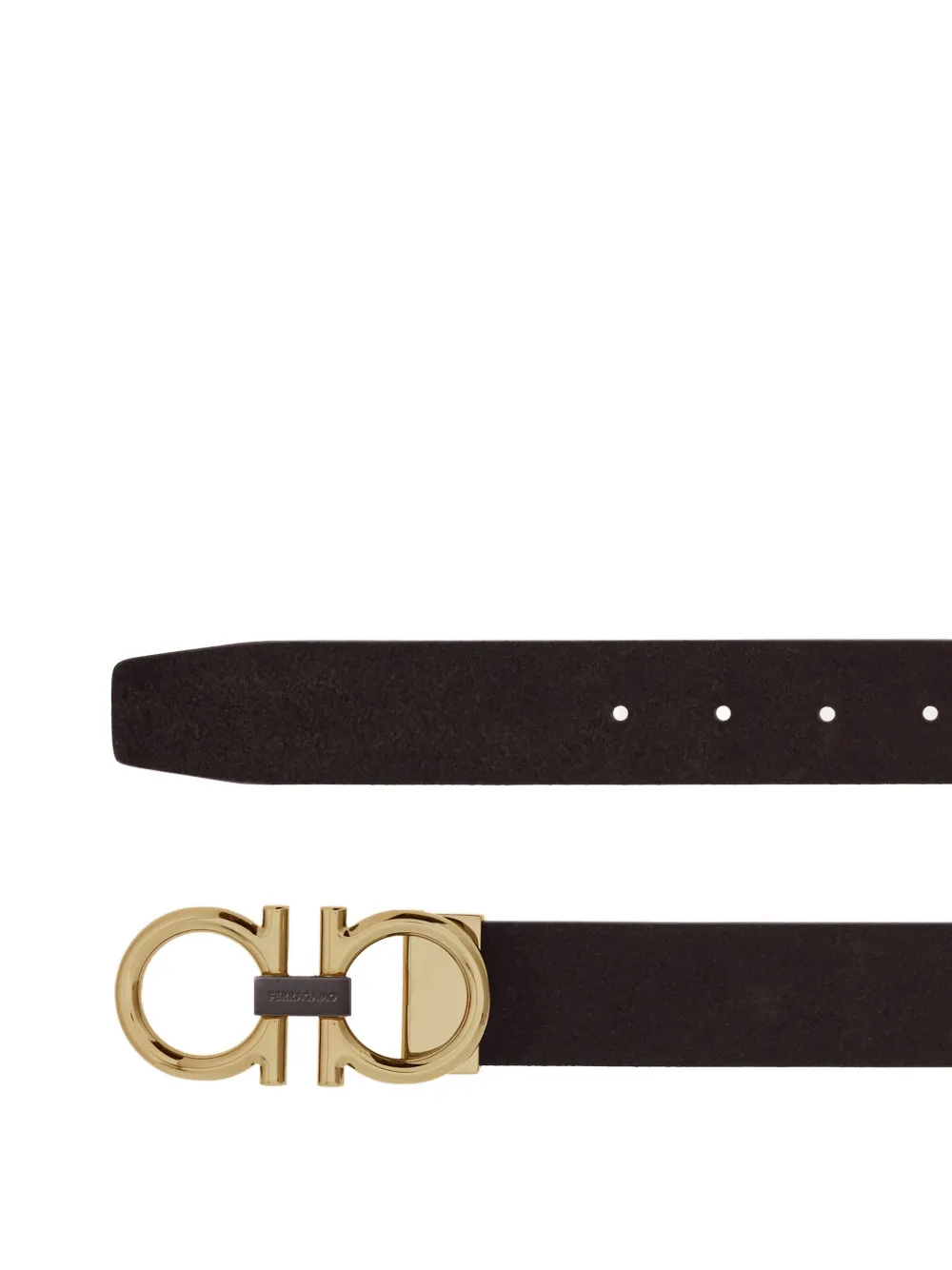 Ferragamo Gancini-buckle calfskin belt - Bruin