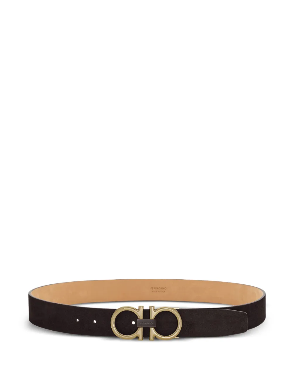 Ferragamo Kalfsleren riem met Gancini-gesp Bruin
