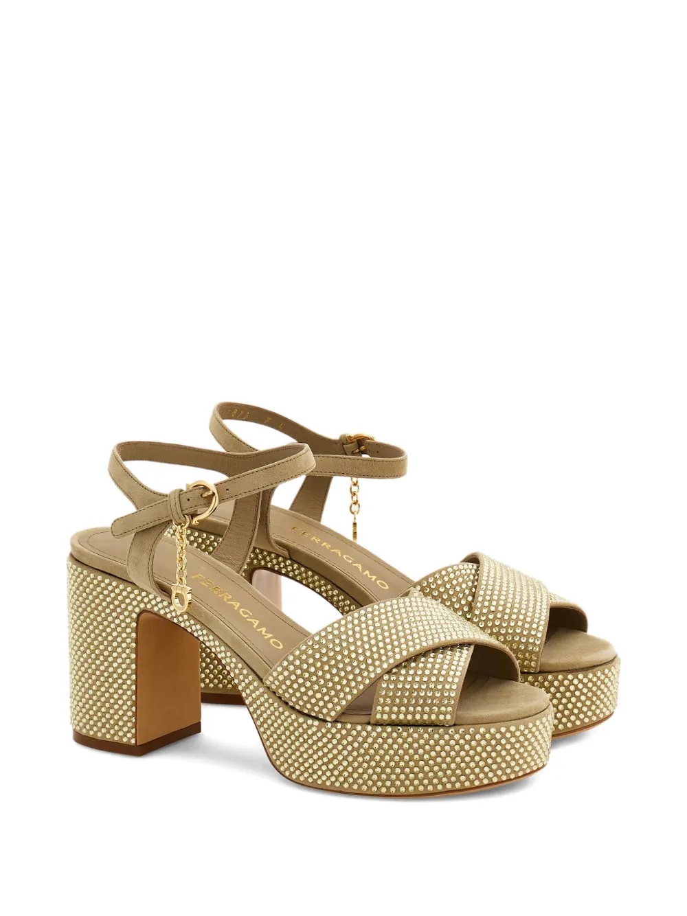 Ferragamo 85mm crystal-embellished sandals Green