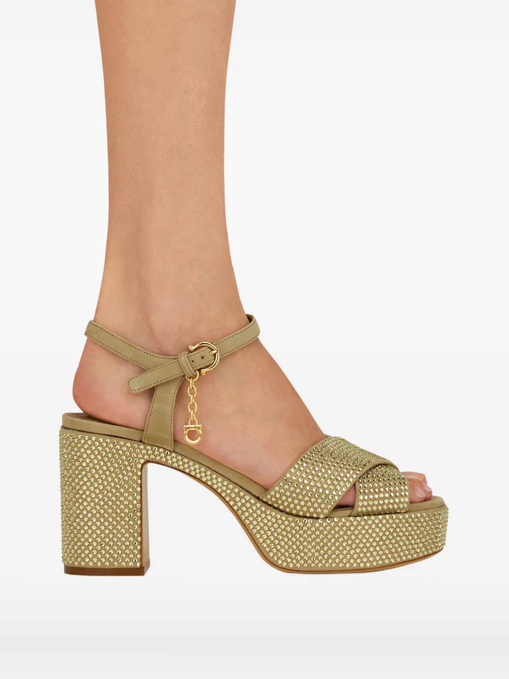Ferragamo 85mm crystal-embellished sandals Green