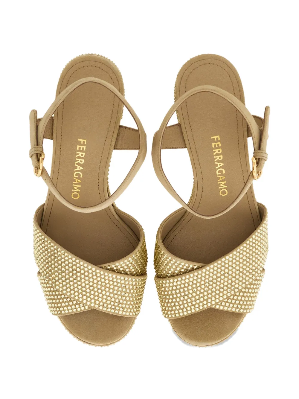 Ferragamo 85mm crystal-embellished sandals Green