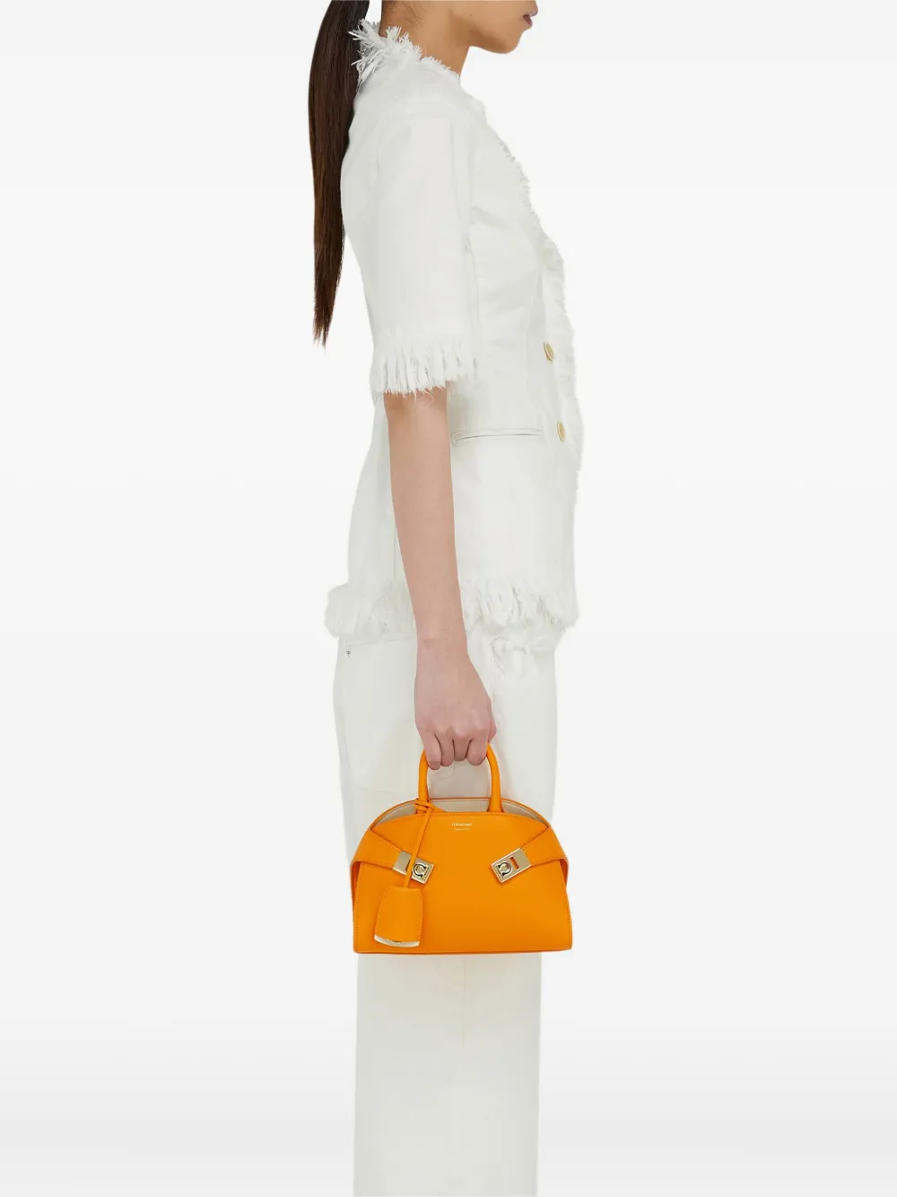 Ferragamo Hug leren shopper - Oranje