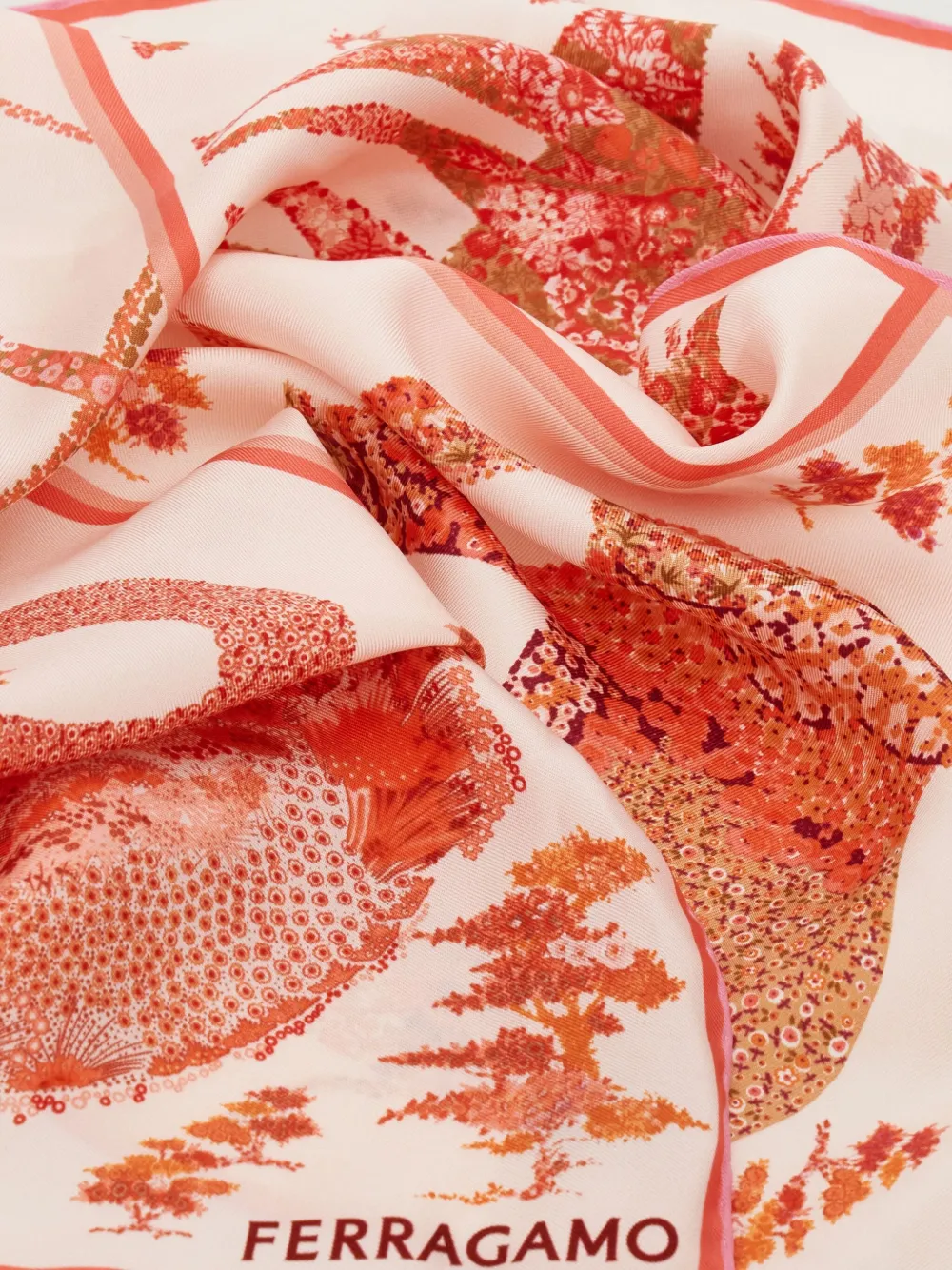 Ferragamo Patchwork-print Silk Bandana In Pink