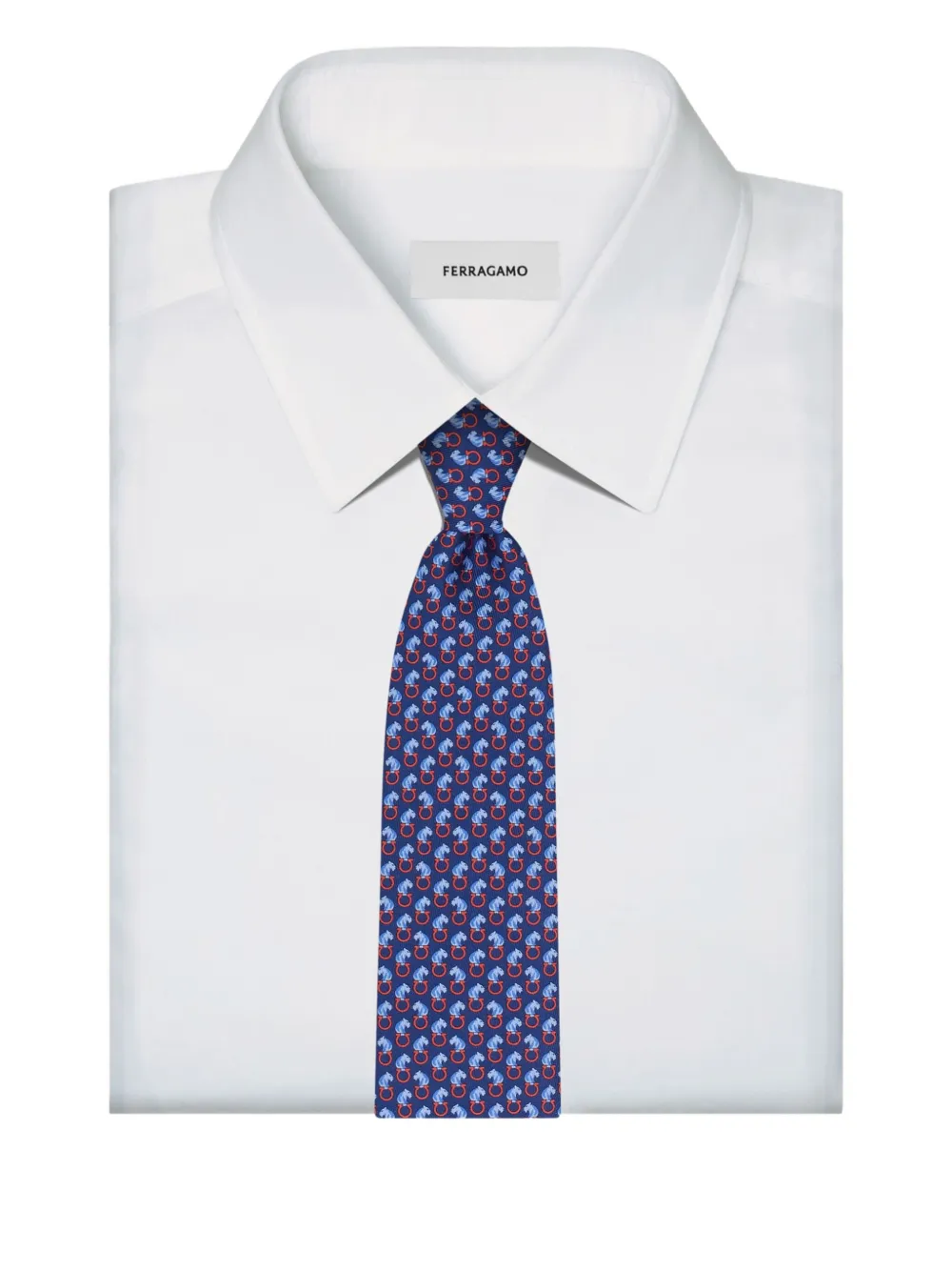 Ferragamo Zijden stropdas met patroon Blauw