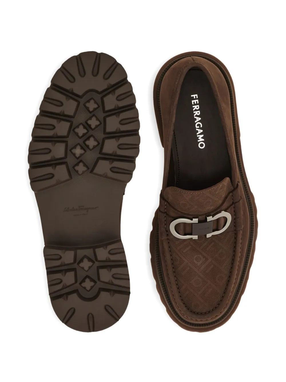 Ferragamo Gancini monogram loafers Brown