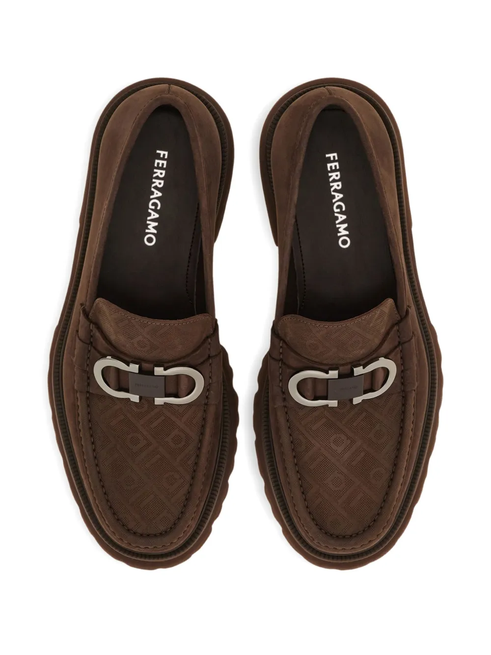 Ferragamo Gancini monogram loafers Brown