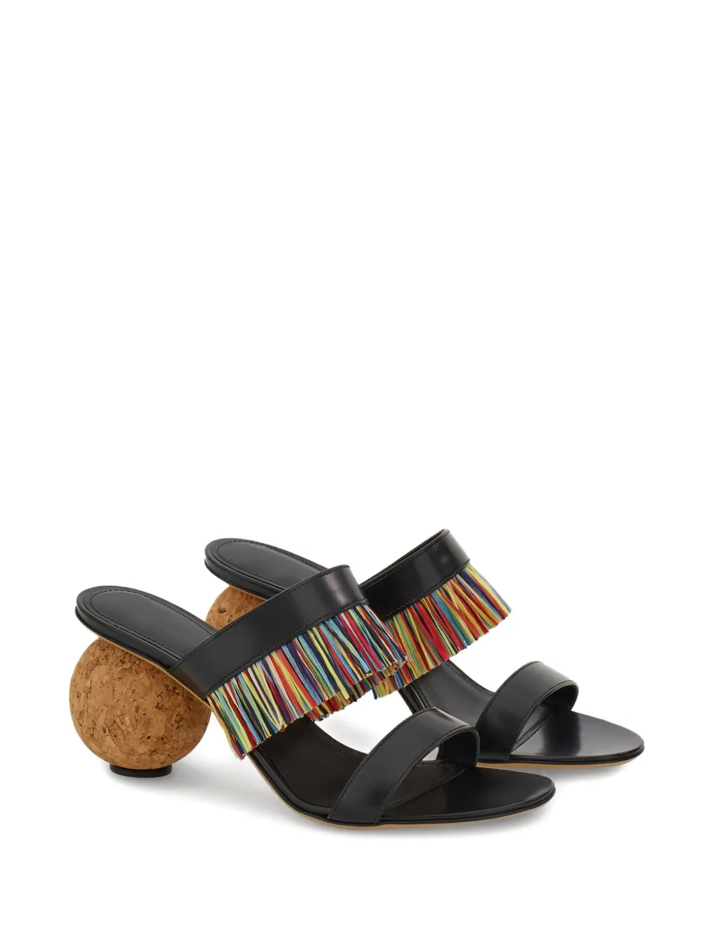 Ferragamo 75mm fringed sandals Black