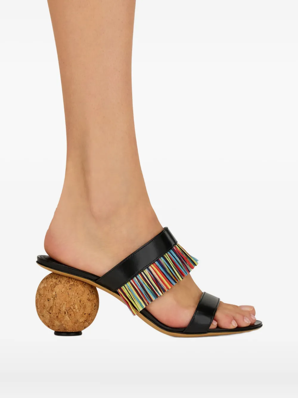 Ferragamo 75mm fringed sandals Black