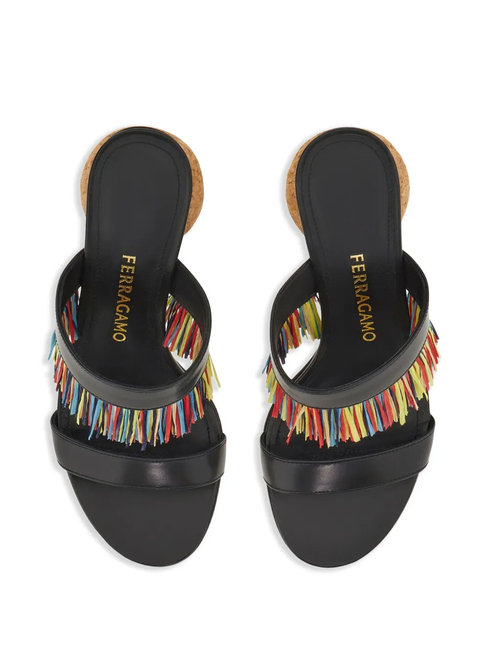 Ferragamo 75mm fringed sandals Black