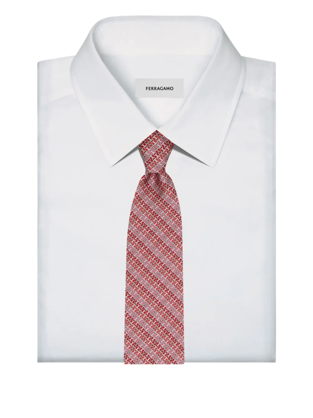 Ferragamo Gancini stropdas met kettingprint Roze