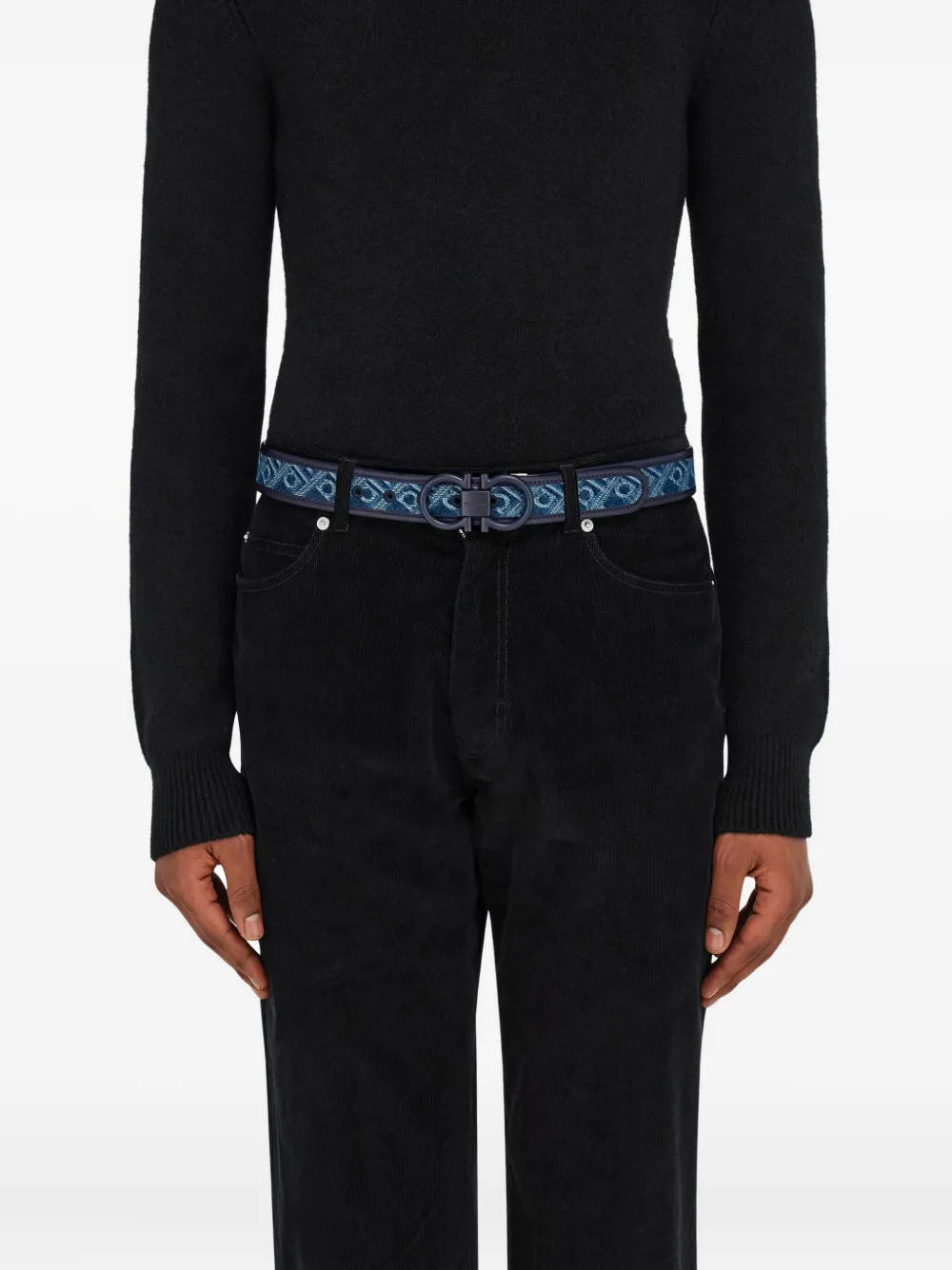 Ferragamo Gancini denim riem Blauw
