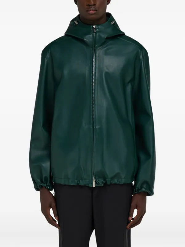 Salvatore Ferragamo ラムレザージャケット ダークグリーン 29742078_59512914_600.jpg