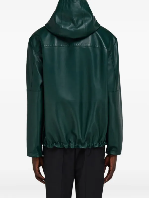 Ferragamo Hooded Leather Jacket | Green | FARFETCH