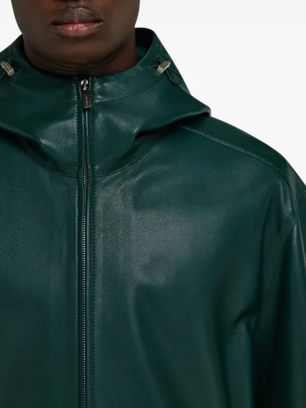 Salvatore Ferragamo ラムレザージャケット ダークグリーン Salvatore Ferragamo Green Suede Biker Jacket Size 38 IT