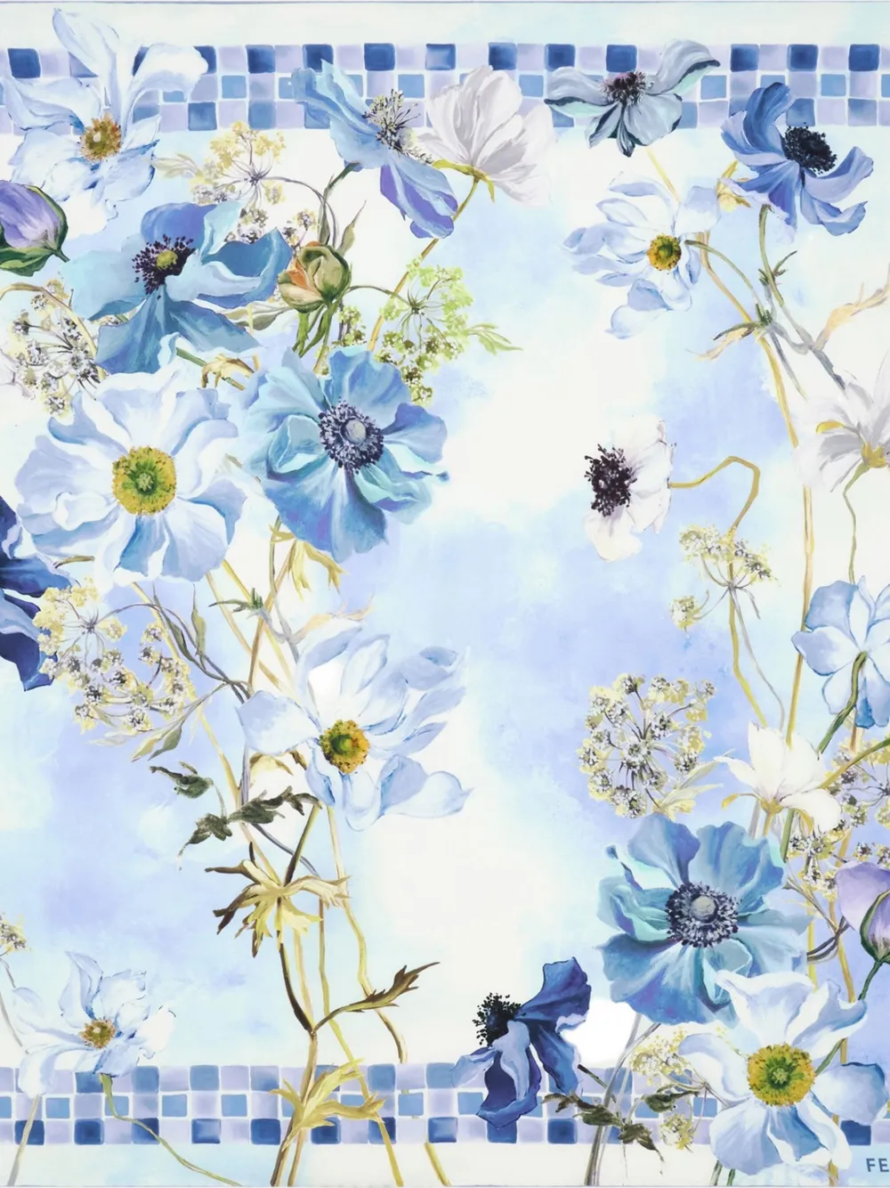 Ferragamo mascada de seda con estampado Fiori | azul | Image 1