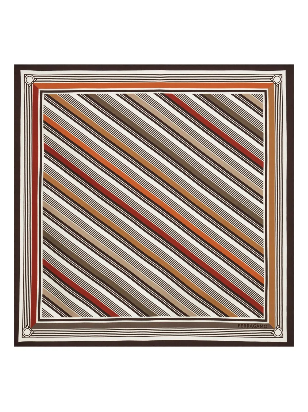 Ferragamo striped pocket square | Brown | Image 1