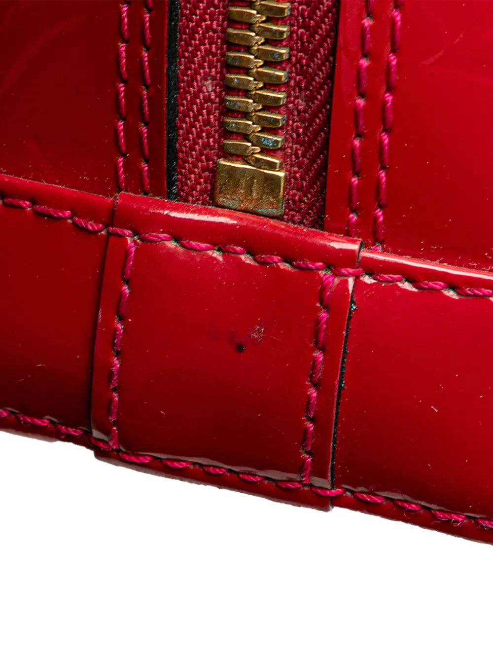 Pre-owned Louis Vuitton 2013 Monogram Vernis Alma Bb Satchel In Red