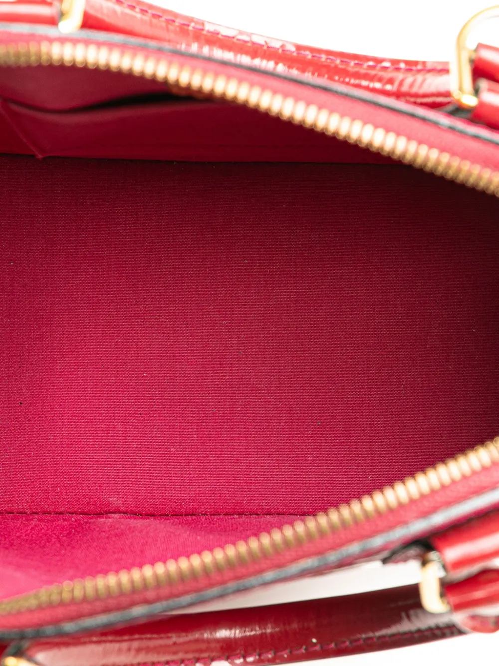 Pre-owned Louis Vuitton 2013 Monogram Vernis Alma Bb Satchel In Red